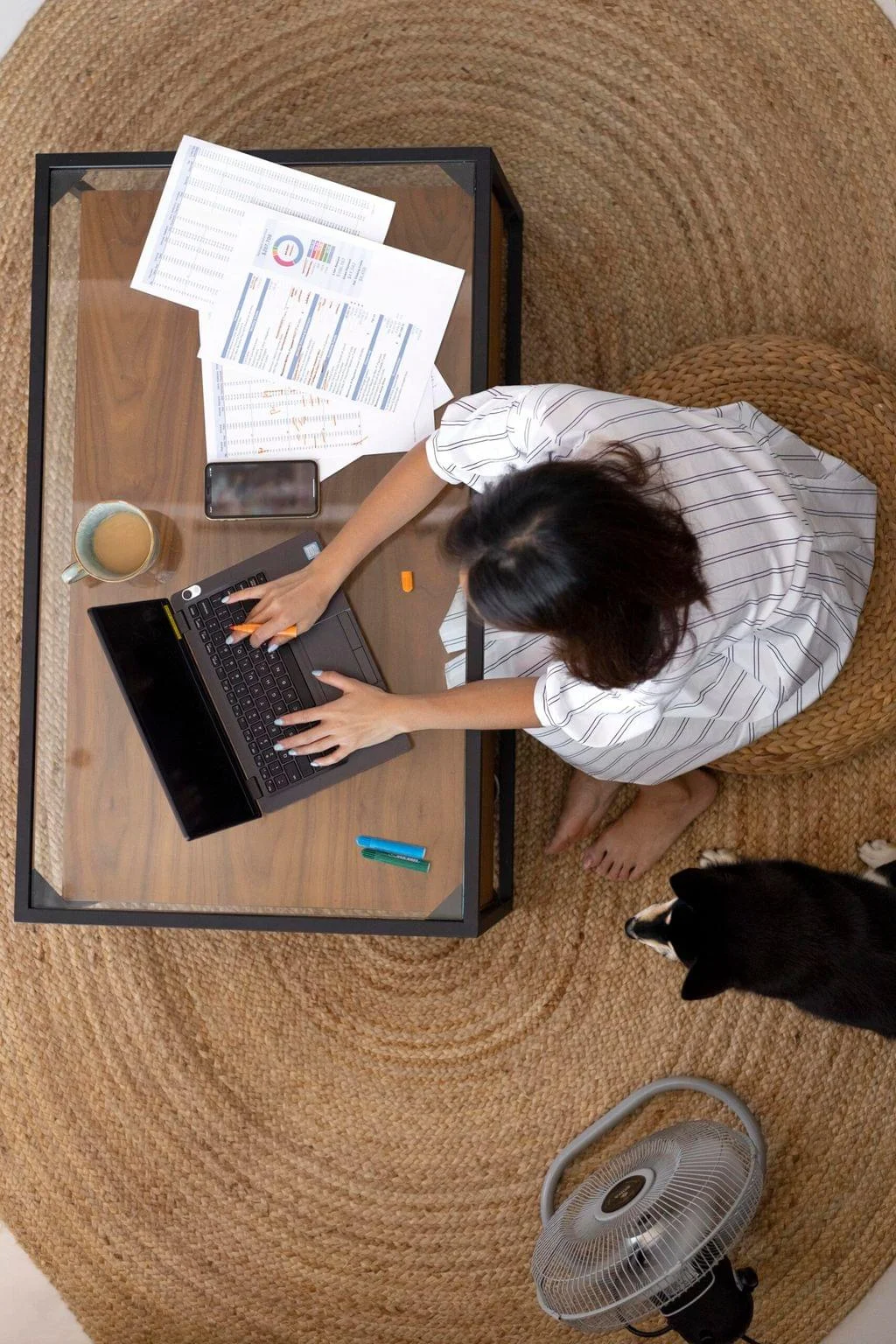 full shot woman working remotely scaled